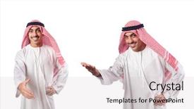  Presentation with arab - Audience pleasing slide set consisting of race god - arab businessman isolated on white backdrop and a  colored foreground