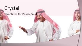  Presentation with arab - Slide deck featuring race god - arab businessman isolated on white background and a  colored foreground