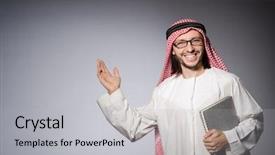  Presentation with god - PPT theme with race god - arab student with book background and a light gray colored foreground