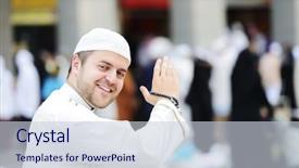  Presentation with islamic - Slide set consisting of race god - islamic holy place background and a lemonade colored foreground