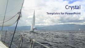  Presentation with stormy sea - Beautiful presentation theme featuring race in a stormy sea backdrop and a sky blue colored foreground