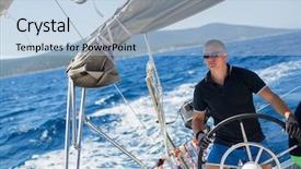  Presentation with sailing - Beautiful PPT layouts featuring race in the open sea backdrop and a light blue colored foreground