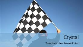  Presentation with checkered flag - Presentation theme enhanced with race man with finishied flag background and a light blue colored foreground