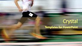  Presentation with running race - Presentation theme with race on track with baton background and a tawny brown colored foreground