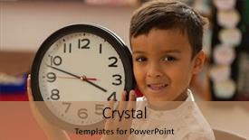  Presentation with to race - PPT theme enhanced with race schoolboy with wall clock background and a coral colored foreground