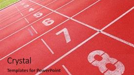  Presentation with race track - Audience pleasing PPT layouts consisting of olympic race - running track backdrop and a red colored foreground