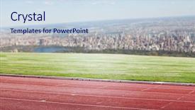  Presentation with race track - Slides with race track against aerial view of new york background and a sky blue colored foreground