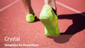  Presentation with athletes - Audience pleasing presentation theme consisting of race tracks - athletes feet running backdrop and a coral colored foreground