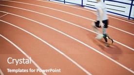  Presentation with runner - Slide deck enhanced with blurry runner with handicapped leg background and a coral colored foreground
