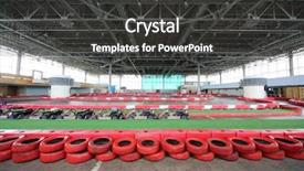  Presentation with tires - Amazing presentation having racecar - empty indoor cart rout backdrop and a  colored foreground