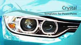  Presentation with car - Colorful theme enhanced with racecar - headlights of blue car backdrop and a arctic colored foreground