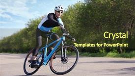  Presentation with triathlon professional cyclist man cycling - Amazing PPT theme having racer - sporty cyclist riding bicycle outdoors backdrop and a tawny brown colored foreground