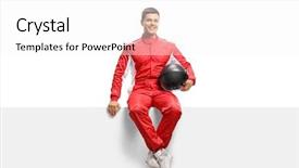  Presentation with psychology holding a brain - Presentation theme with racer in a suit holding background and a white colored foreground