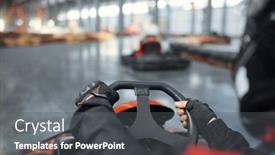  Presentation with driving - Slide set consisting of racer-in-helmet-driving-go background and a dark gray colored foreground