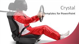  Presentation with wheel - Slide deck enhanced with racer-with-a-helmet-sitting and a white colored foreground