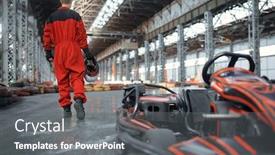 Presentation with car - PPT layouts having racer-with-helmet-near-go background and a gray colored foreground
