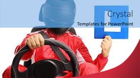  Presentation with car seat - Presentation theme featuring racer-with-helmet background and a light blue colored foreground