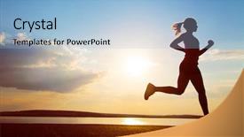  Presentation with runner - Beautiful presentation theme featuring runner silhouette against the sunset backdrop and a light blue colored foreground