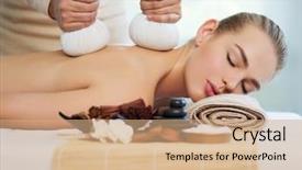  Presentation with spa salon - Slide deck enhanced with rachis - young woman getting masaage background and a coral colored foreground