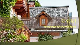  Presentation with wooden - Beautiful presentation design featuring raci - hallstatt austria houses with wooden backdrop and a tawny brown colored foreground