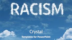  Presentation with racism - Audience pleasing slides consisting of racial discrimination - racism cloud word backdrop and a teal colored foreground