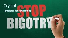  Presentation with racial - Cool new slides with racial discrimination - stop bigotry backdrop and a ocean colored foreground