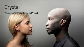  Presentation with racial - Presentation theme with racial profiling - profile of a couple background and a light gray colored foreground