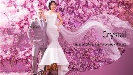  Presentation with racial - Slides with racial profiling - side view of wedding couple background and a coral colored foreground