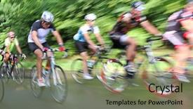  Presentation with racing - Beautiful slides featuring racing bicycle motion blur backdrop and a seafoam green colored foreground