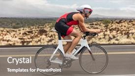  Presentation with ironman - Amazing slide deck having racing bike during ironman competition backdrop and a gray colored foreground