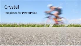  Presentation with racing diversity race ethnicity - Colorful slides enhanced with racing bike motion blur focus backdrop and a light blue colored foreground