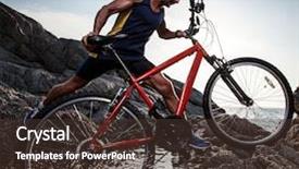  Presentation with rustic purple floral rock water - Slide set featuring racing bikes - athlete crossing rocky terrain background and a tawny brown colored foreground