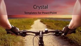  Presentation with bicycle - PPT theme consisting of racing bikes - fast bicycle ride background and a violet colored foreground