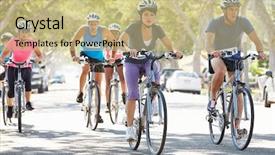  Presentation with street - Beautiful slides featuring racing bikes - group of cyclists on suburban backdrop and a mint green colored foreground