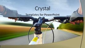  Presentation with hands holding - PPT theme having racing bikes - hands in gloves holding handlebar background and a light blue colored foreground