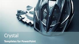  Presentation with metal accessories - Amazing slide deck having racing bikes - helmet and gloves - bicycle backdrop and a seafoam green colored foreground