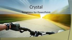  Presentation with driving road - PPT layouts having racing bikes - rider driving bicycle background and a light blue colored foreground