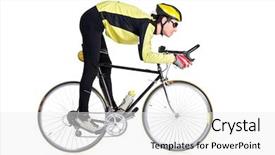  Presentation with bicycle - Slides enhanced with racing bikes - young man riding a bicycle background and a white colored foreground