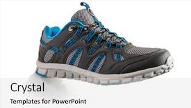  Presentation with outdoors - Beautiful PPT theme featuring racing cartoon - outdoors trainers over a white backdrop and a light gray colored foreground