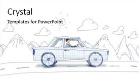  Presentation with car racing - Beautiful presentation theme featuring racing cartoon - young man driving car made backdrop and a white colored foreground