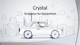  Presentation with driving - Audience pleasing presentation design consisting of racing cartoon - young man driving car made backdrop and a  colored foreground