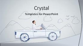  Presentation with sleepy yawning man driving car - PPT layouts consisting of racing cartoon - young man driving car made background and a  colored foreground