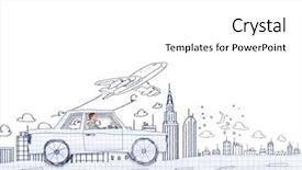  Presentation with car racing - Audience pleasing PPT theme consisting of racing cartoon - young man driving car made backdrop and a  colored foreground