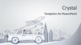  Presentation with car racing - Presentation theme with racing cartoon - young man driving car made background and a  colored foreground