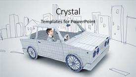  Presentation with driving - Cool new slide set with racing cartoon - young man driving car made backdrop and a  colored foreground