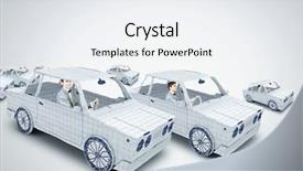  Presentation with car racing - Cool new slide set with racing cartoon - young man driving car made backdrop and a  colored foreground