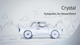  Presentation with driving - Audience pleasing presentation theme consisting of racing cartoon - young man driving car made backdrop and a  colored foreground