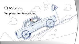  Presentation with car racing - Audience pleasing slide set consisting of racing cartoon - young man driving car made backdrop and a  colored foreground