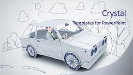  Presentation with sleepy yawning man driving car - PPT theme enhanced with racing cartoon - young man driving car made background and a  colored foreground