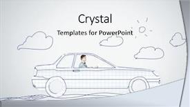  Presentation with car racing - Colorful presentation design enhanced with racing cartoon - young man driving car made backdrop and a  colored foreground